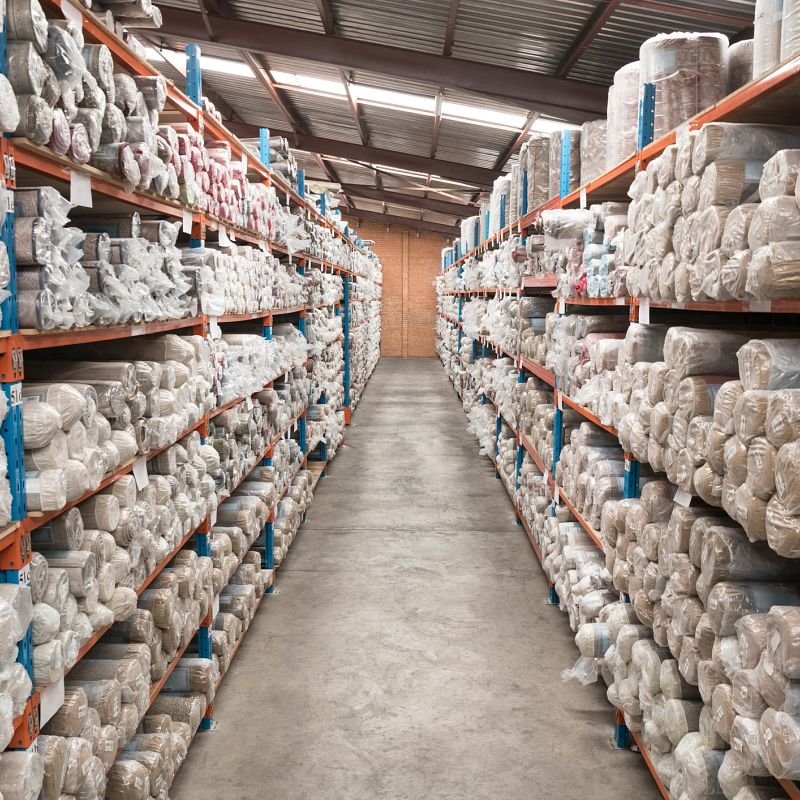 Carpet rolls in warehouse